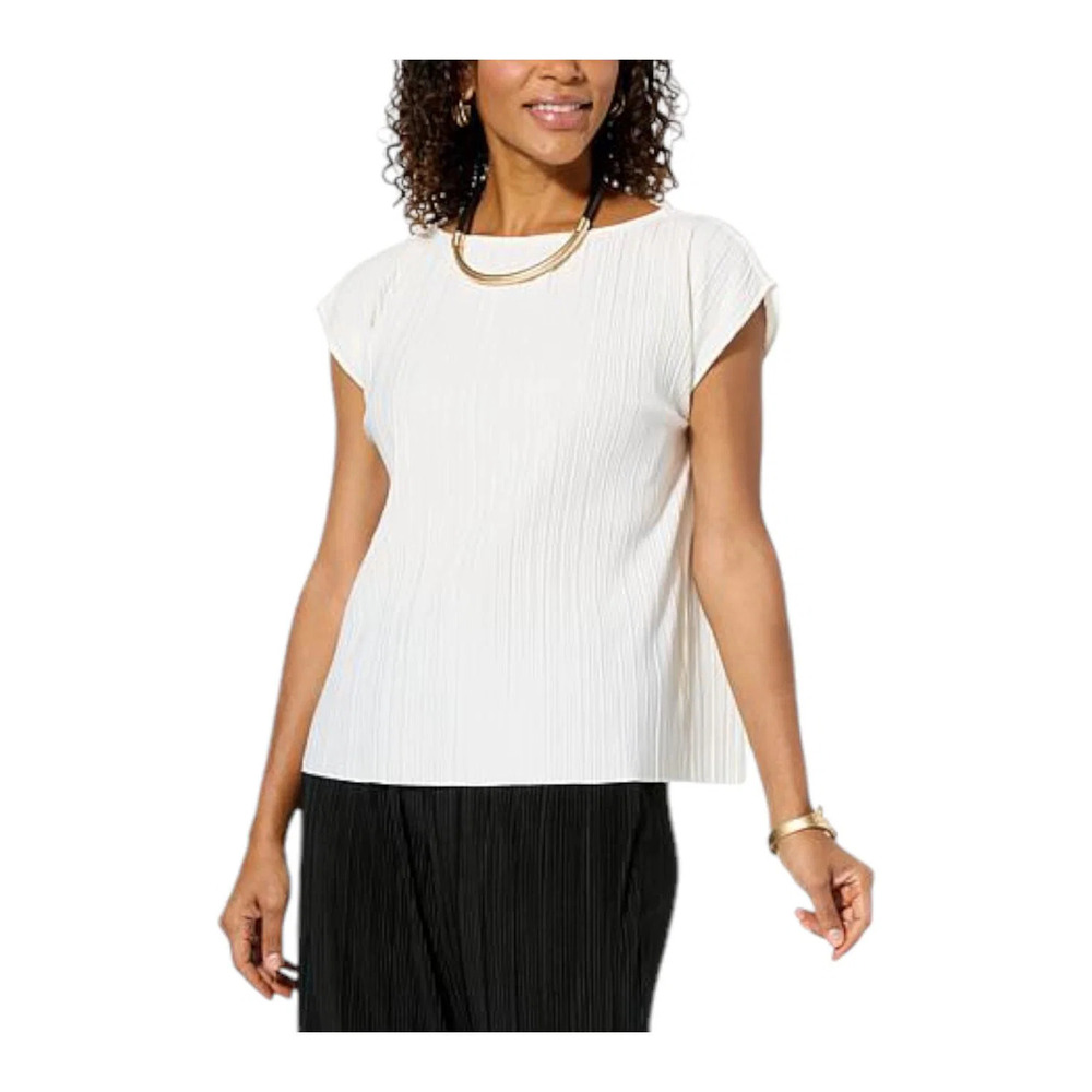 WynneLayers Women's Summer Plisse Knit Top Cloud - Regular
